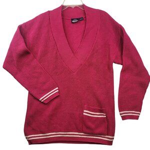 92 Vintage Levis Dockers Nantucket Sweater Pink V-Neck M USA Schoolgirl Academia
